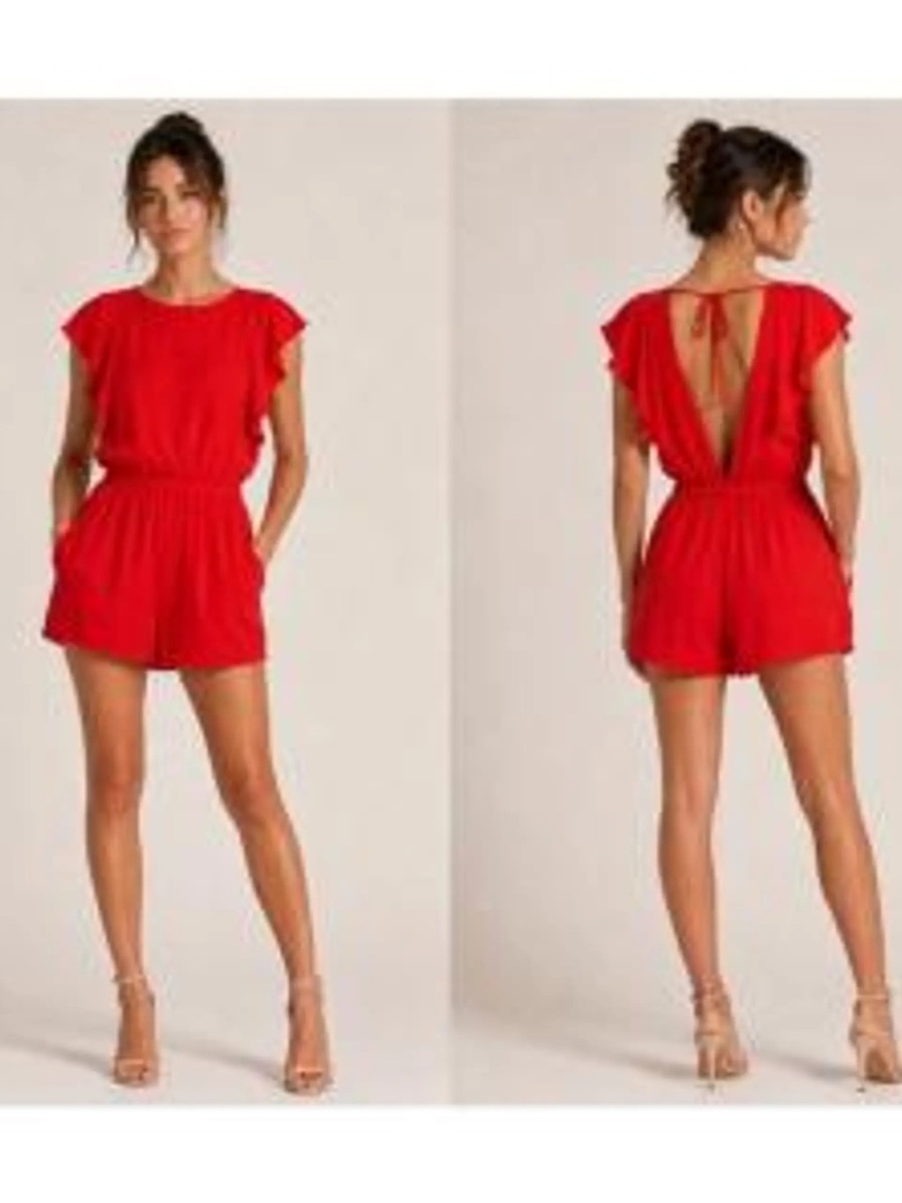 Wilfred Red Short Flutter-Sleeve Romper